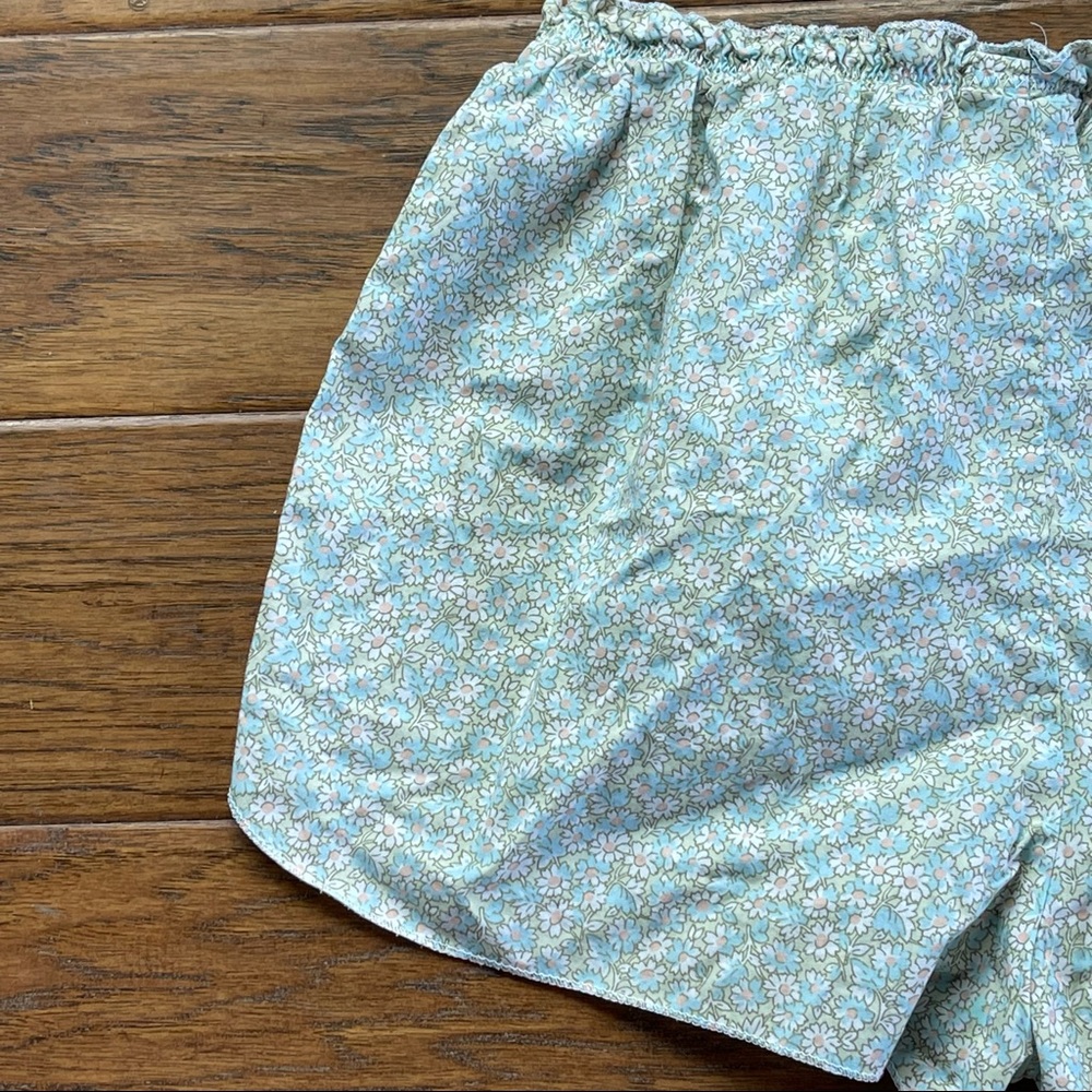 GAP green pajama shorts w/pink & blue floral pattern 100% cotton size SP - Picture 8 of 12